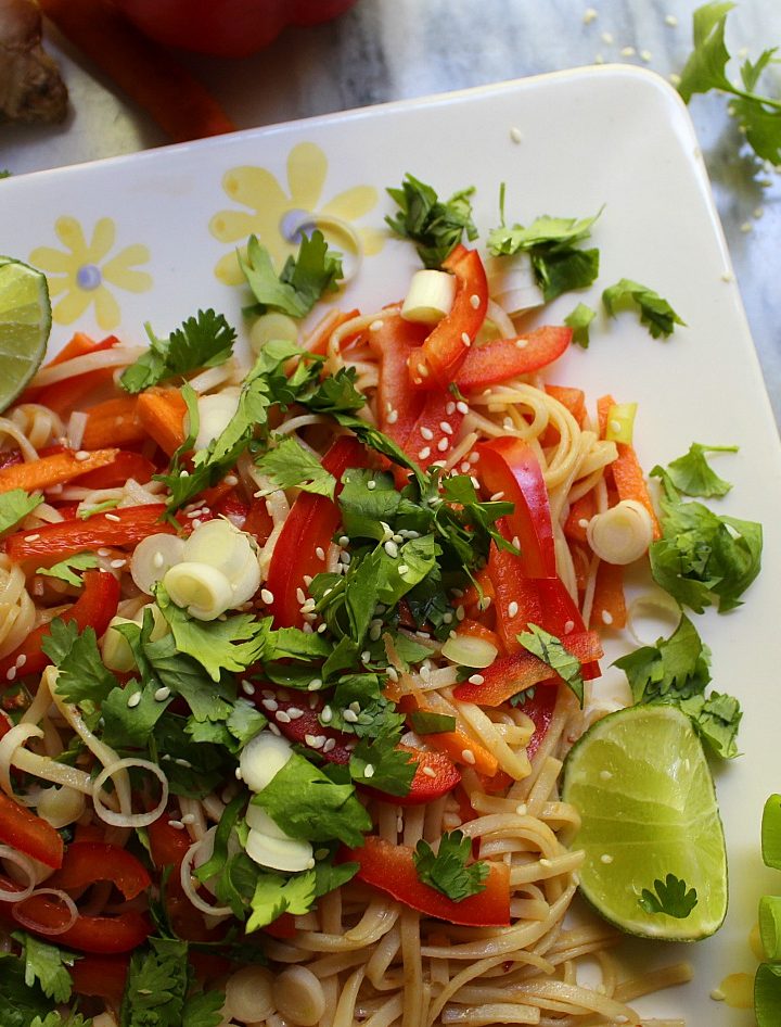vegan cold asian vegan noodle salad