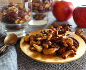 a plate of sweet and spicy mixed nuts